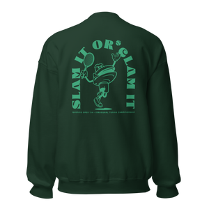 Clam Slam - Clam Cartoon - Unisex Sweatshirt - Green Text
