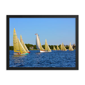 WH-15s Racing, "Cat on the Course", Framed poster - Watch Hill RI t-shirts with vintage surfing and motorcycle designs.