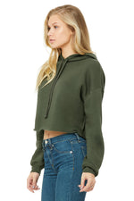 Watchill'n 'Square' Logo - Women's Cropped Fleece Hoodie (White) - Watch Hill RI t-shirts with vintage surfing and motorcycle designs.