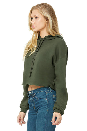 Watchill'n 'Square' Logo - Women's Cropped Fleece Hoodie (White) - Watch Hill RI t-shirts with vintage surfing and motorcycle designs.