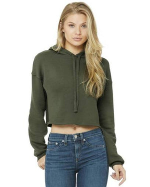 Watchill'n 'Square' Logo - Women's Cropped Fleece Hoodie (White) - Watch Hill RI t-shirts with vintage surfing and motorcycle designs.