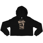 Watchill'n 'Surf's Up' - Women's Cropped Fleece Hoodie (Tan) - Watch Hill RI t-shirts with vintage surfing and motorcycle designs.