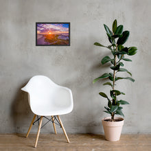 Load image into Gallery viewer, Watch Hill Sunset Over East Beach, Framed poster - Watch Hill RI t-shirts with vintage surfing and motorcycle designs.