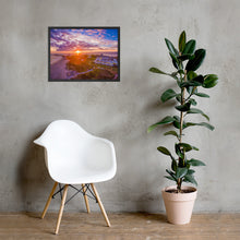 Load image into Gallery viewer, Watch Hill Sunset Over East Beach, Framed poster - Watch Hill RI t-shirts with vintage surfing and motorcycle designs.