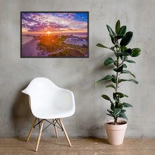 Load image into Gallery viewer, Watch Hill Sunset Over East Beach, Framed poster - Watch Hill RI t-shirts with vintage surfing and motorcycle designs.
