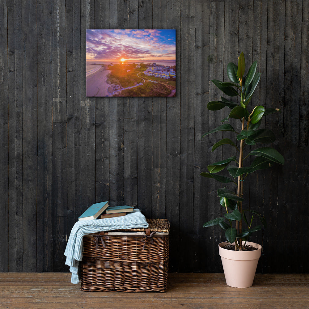 Watch Hill Sunset Over East Beach, Canvas Prints - Watch Hill RI t-shirts with vintage surfing and motorcycle designs.