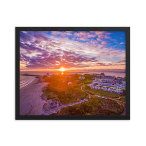 Watch Hill Sunset Over East Beach, Framed poster - Watch Hill RI t-shirts with vintage surfing and motorcycle designs.