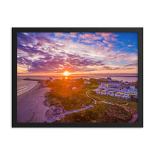 Load image into Gallery viewer, Watch Hill Sunset Over East Beach, Framed poster - Watch Hill RI t-shirts with vintage surfing and motorcycle designs.