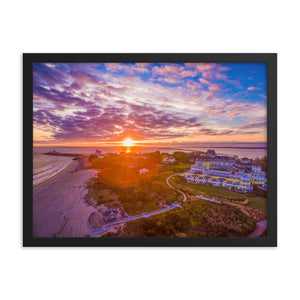 Watch Hill Sunset Over East Beach, Framed poster - Watch Hill RI t-shirts with vintage surfing and motorcycle designs.