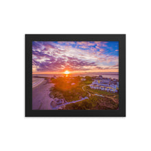 Load image into Gallery viewer, Watch Hill Sunset Over East Beach, Framed poster - Watch Hill RI t-shirts with vintage surfing and motorcycle designs.