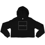 Watchill'n 'Square' Logo - Women's Cropped Fleece Hoodie (White) - Watch Hill RI t-shirts with vintage surfing and motorcycle designs.