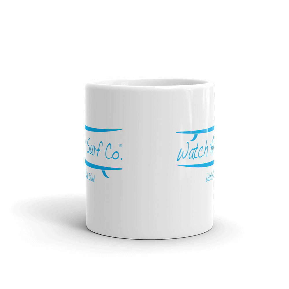 Watch Hill Surf Co. 'Parallel Boards' Ceramic Mugs in 11oz. or 15oz. (Cyan) - Watch Hill RI t-shirts with vintage surfing and motorcycle designs.