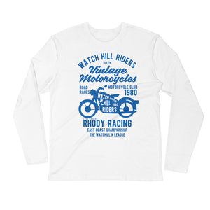 Watchill'n 'Vintage Motorcycles' Premium Long Sleeve Fitted Crew (Blue) - Watchill'n