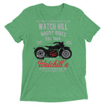 Watchill’n ‘Rhody Rides’ Unisex Short sleeve t-shirt (Grey/Red) - Watchill'n