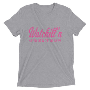 Watchill'n 'Coordinates' Logo Premium Unisex Short Sleeve T-shirt (Pink) - Watchill'n