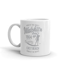 Load image into Gallery viewer, Watchill&#39;n &#39;Surfs Up&#39; Ceramic Mug - (Grey) - Watch Hill RI t-shirts with vintage surfing and motorcycle designs.