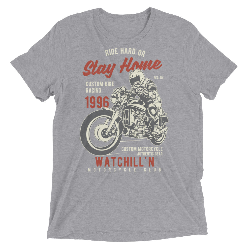 Watchill’n ‘Ride Hard’ Unisex Short sleeve t-shirt (Red/Creme) - Watchill'n