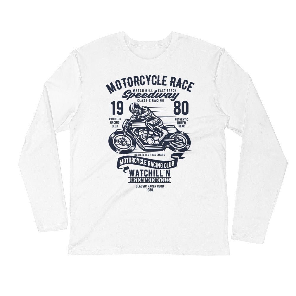 Watchill’n ‘Speedway’ Premium Long Sleeve Fitted Crew (Navy) - Watchill'n