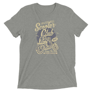 Watchill’n ‘Scooter Club’ Unisex Short Sleeve t-shirt (Creme/Grey) - Watch Hill RI t-shirts with vintage surfing and motorcycle designs.
