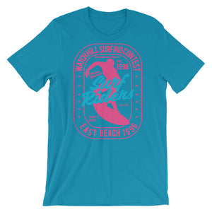 Watchill'n 'Surf Riders' - Short-Sleeve Unisex T-Shirt (Pink) - Watchill'n