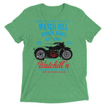 Watchill’n ‘Rhody Rides’ Unisex Short sleeve t-shirt (Blue/Red) - Watchill'n