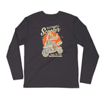 Watchill’n ‘Scooter Club’ Premium Long Sleeve Fitted Crew (Creme/Orange) - Watch Hill RI t-shirts with vintage surfing and motorcycle designs.