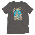 Watchill’n ‘Scooter Club’ Unisex Short Sleeve t-shirt (Creme/Cyan) - Watch Hill RI t-shirts with vintage surfing and motorcycle designs.