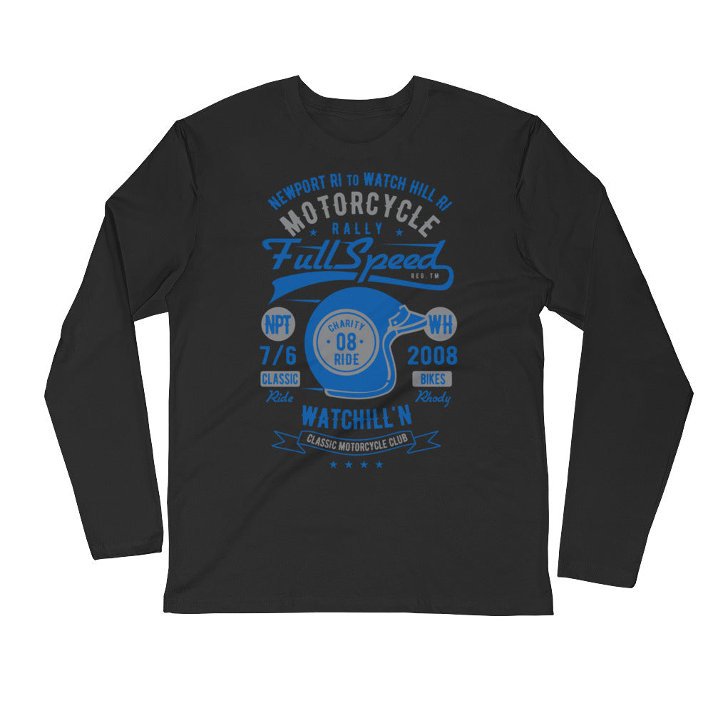 Watchill’n ‘Full Speed’ Premium Long Sleeve Fitted Crew (Grey/Blue) - Watchill'n