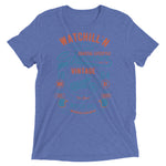 Watchill’n ‘Bike Barn’ Unisex Short sleeve t-shirt (Rust/Blue) - Watchill'n