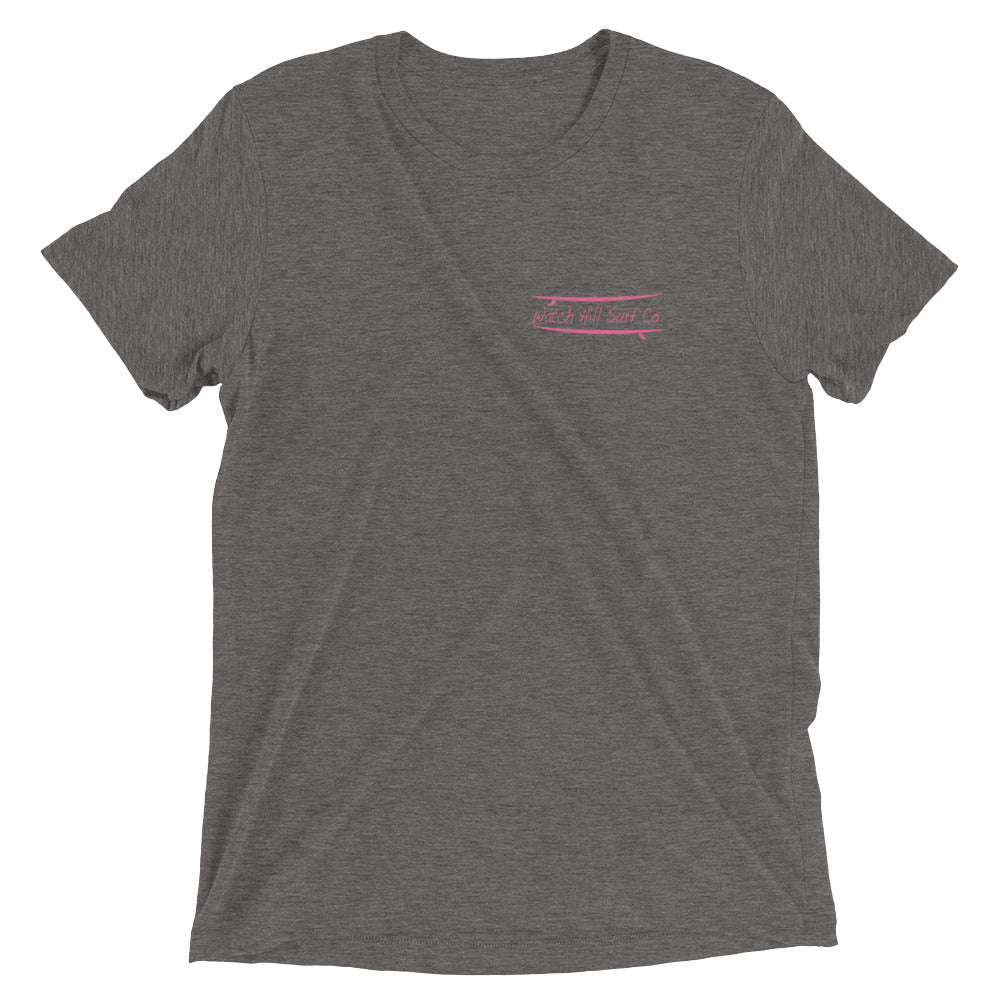 Watch Hill Surf Co. 'Parallel Boards' Unisex Short sleeve t-shirt (Pink) - Watch Hill RI t-shirts with vintage surfing and motorcycle designs.