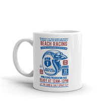 Load image into Gallery viewer, Watchill&#39;n &#39;Beach Racing&#39; Ceramic Mug - (Blue/Rust) - Watch Hill RI t-shirts with vintage surfing and motorcycle designs.