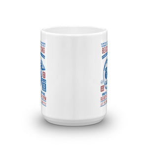 Watchill'n 'Beach Racing' Ceramic Mug - (Blue/Rust) - Watch Hill RI t-shirts with vintage surfing and motorcycle designs.