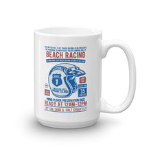 Load image into Gallery viewer, Watchill&#39;n &#39;Beach Racing&#39; Ceramic Mug - (Blue/Rust) - Watch Hill RI t-shirts with vintage surfing and motorcycle designs.