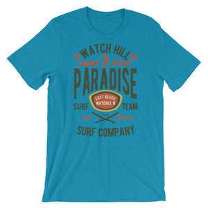 Watchill'n 'Summer Surfing' - Short-Sleeve Unisex T-Shirt (Green/Terracotta) - Watchill'n