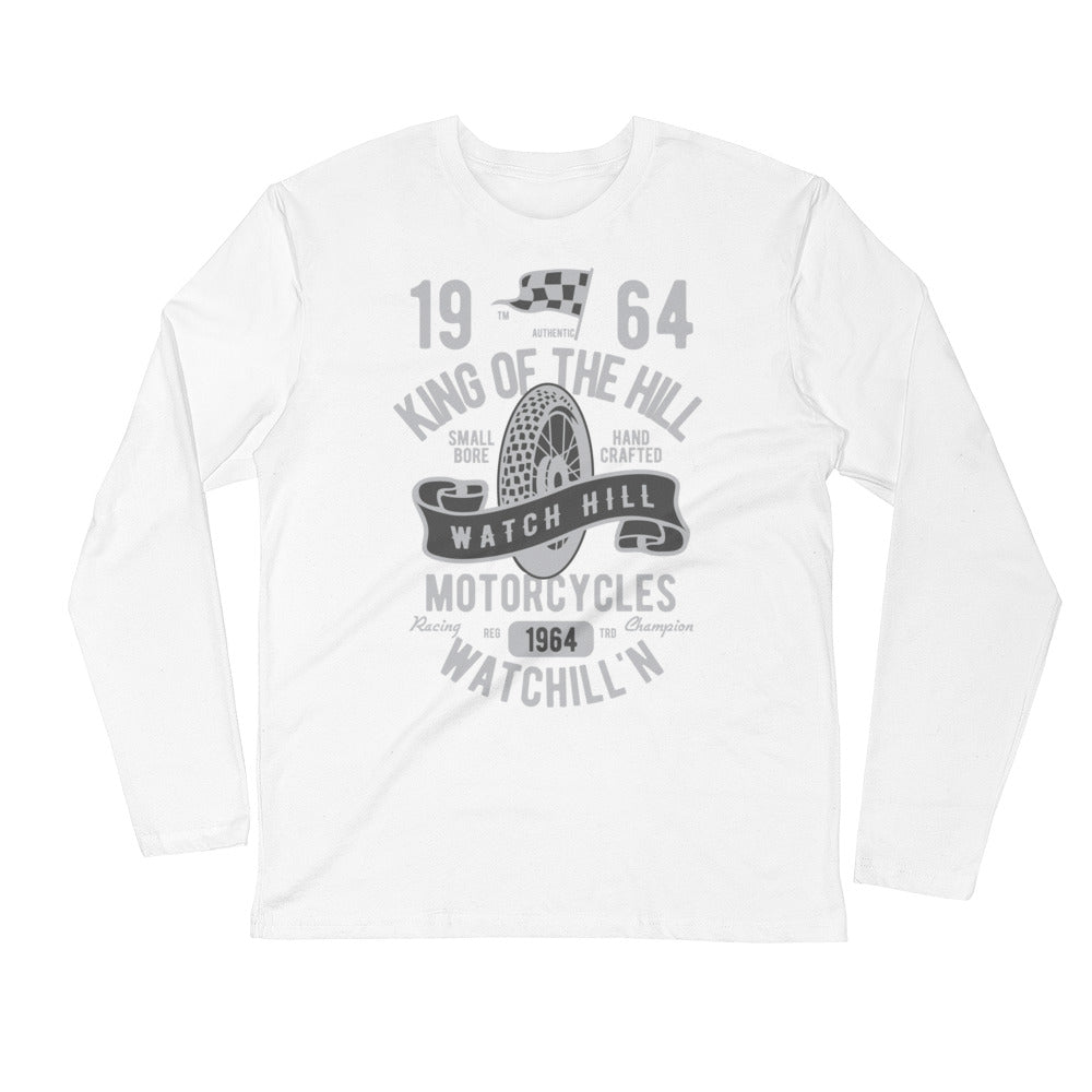 Watchill’n ‘King of the Hill’ Premium Long Sleeve Fitted Crew (Grey) - Watchill'n