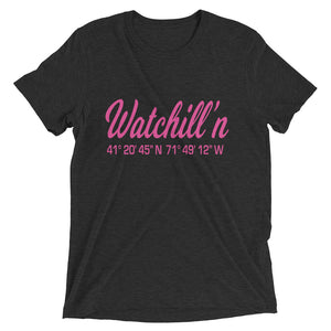 Watchill'n 'Coordinates' Logo Premium Unisex Short Sleeve T-shirt (Pink) - Watchill'n
