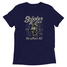 Load image into Gallery viewer, Watchill’n ‘Scooter Rider’ Unisex Short Sleeve t-shirt (Grey/Black) - Watch Hill RI t-shirts with vintage surfing and motorcycle designs.