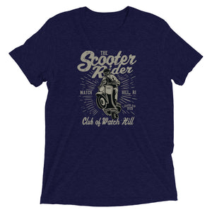 Watchill’n ‘Scooter Rider’ Unisex Short Sleeve t-shirt (Grey/Black) - Watch Hill RI t-shirts with vintage surfing and motorcycle designs.
