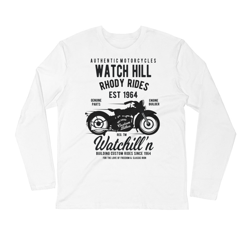 Watchill’n ‘Rhody Rides’ Premium Long Sleeve Fitted Crew (Black) - Watchill'n