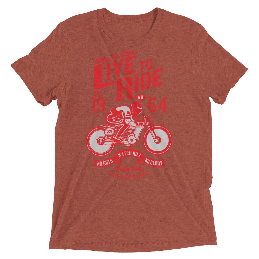 Watchill’n ‘Live To Ride’ Unisex Short sleeve t-shirt (Red) - Watchill'n