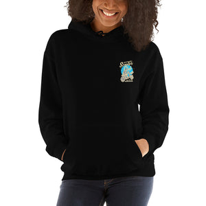 Watchill’n ‘Scooter Club’ Unisex Hoodie (Creme/Cyan) - Watch Hill RI t-shirts with vintage surfing and motorcycle designs.