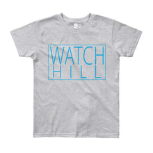 Load image into Gallery viewer, Watch Hill &#39;Rectangular Logo&#39; - Youth Short Sleeve T-Shirt (Cyan) - Watchill&#39;n