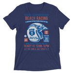 Watchill’n ‘Beach Racing’ Unisex Short sleeve t-shirt (Blue/Rust) - Watchill'n
