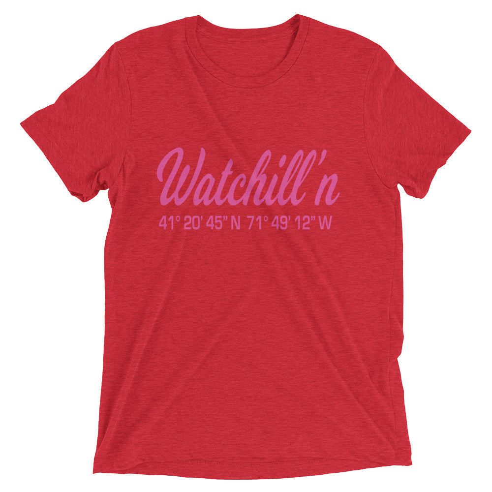Watchill'n 'Coordinates' Logo Premium Unisex Short Sleeve T-shirt (Pink) - Watchill'n