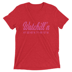 Watchill'n 'Coordinates' Logo Premium Unisex Short Sleeve T-shirt (Pink) - Watchill'n