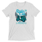 Watchill’n ‘Scooter Club’ Unisex Short Sleeve t-shirt (Cyan/Turquoise) - Watch Hill RI t-shirts with vintage surfing and motorcycle designs.