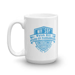 Watch Hill 'Paddle Board Club' Ceramic Mug - (Lt. Blue) - Watch Hill RI t-shirts with vintage surfing and motorcycle designs.