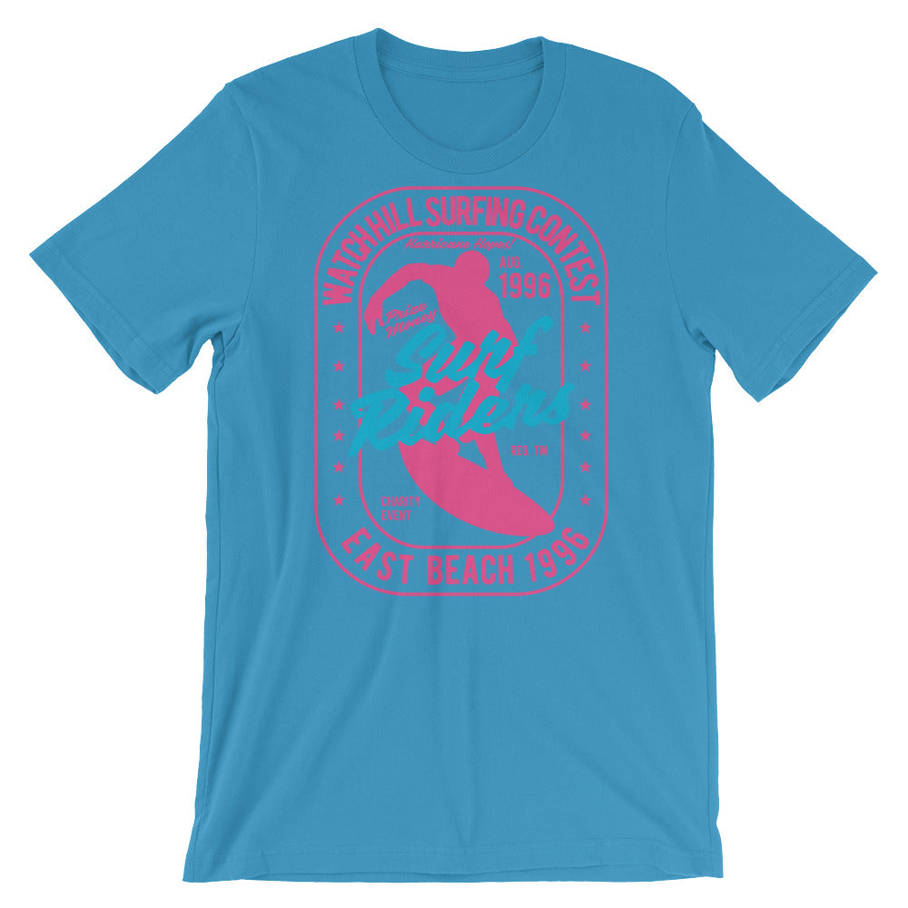 Watchill'n 'Surf Riders' - Short-Sleeve Unisex T-Shirt (Pink) - Watchill'n