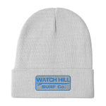 Watch Hill Surf Co. 'Patch Logo' Embroidered Beanie (Blue) - Watch Hill RI t-shirts with vintage surfing and motorcycle designs.