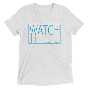 Watch Hill Rectangular Logo Premium Unisex Short Sleeve T-shirt (Cyan/Grey) - Watchill'n